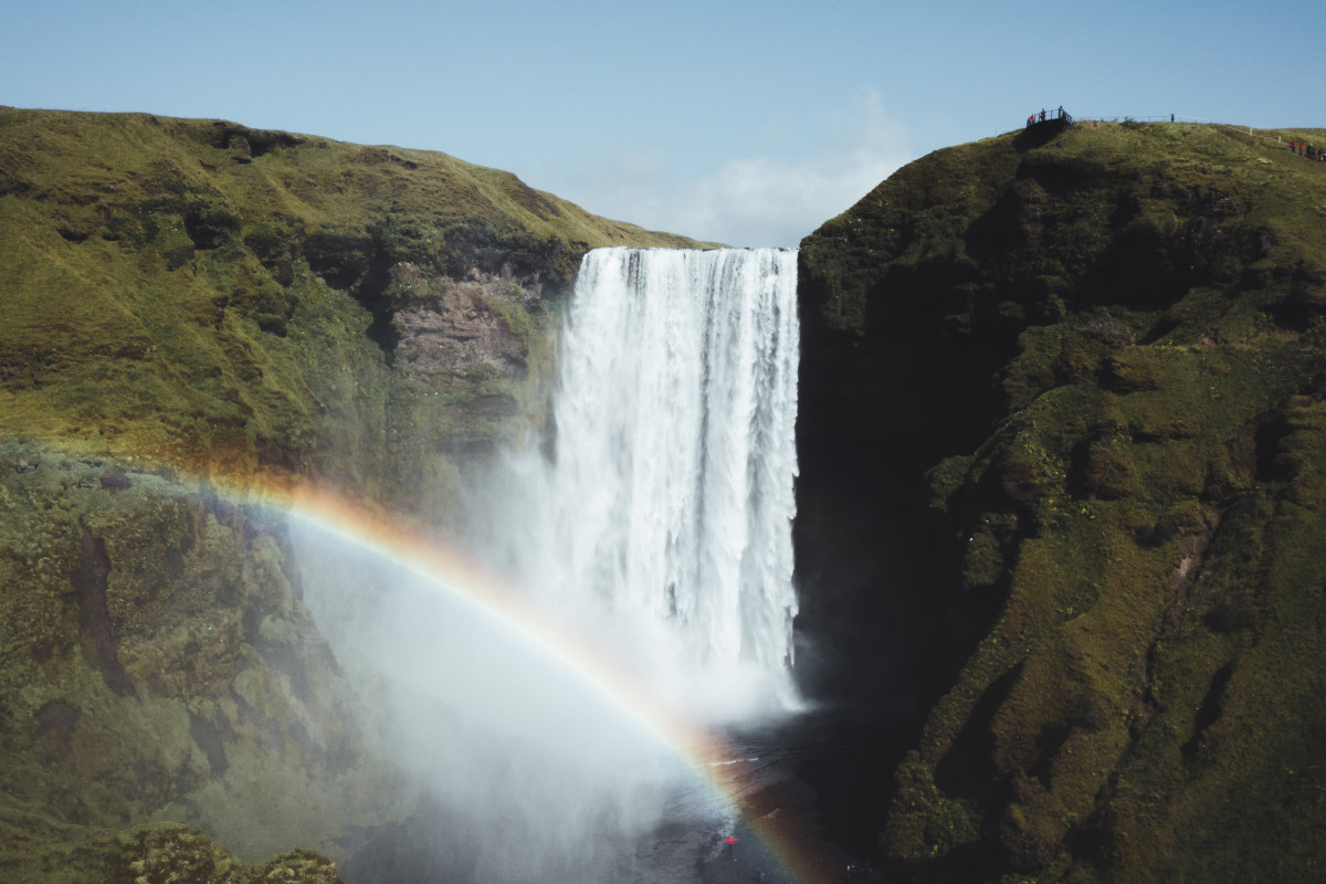 A waterfall and a rainbow