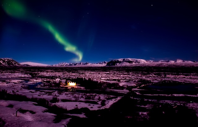 snow and northern lights