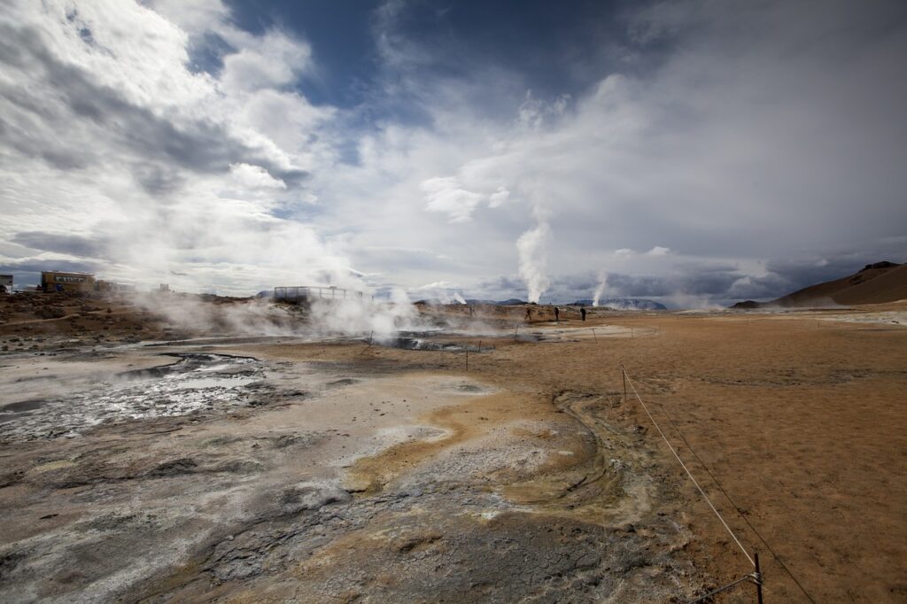 steam rising from the ground