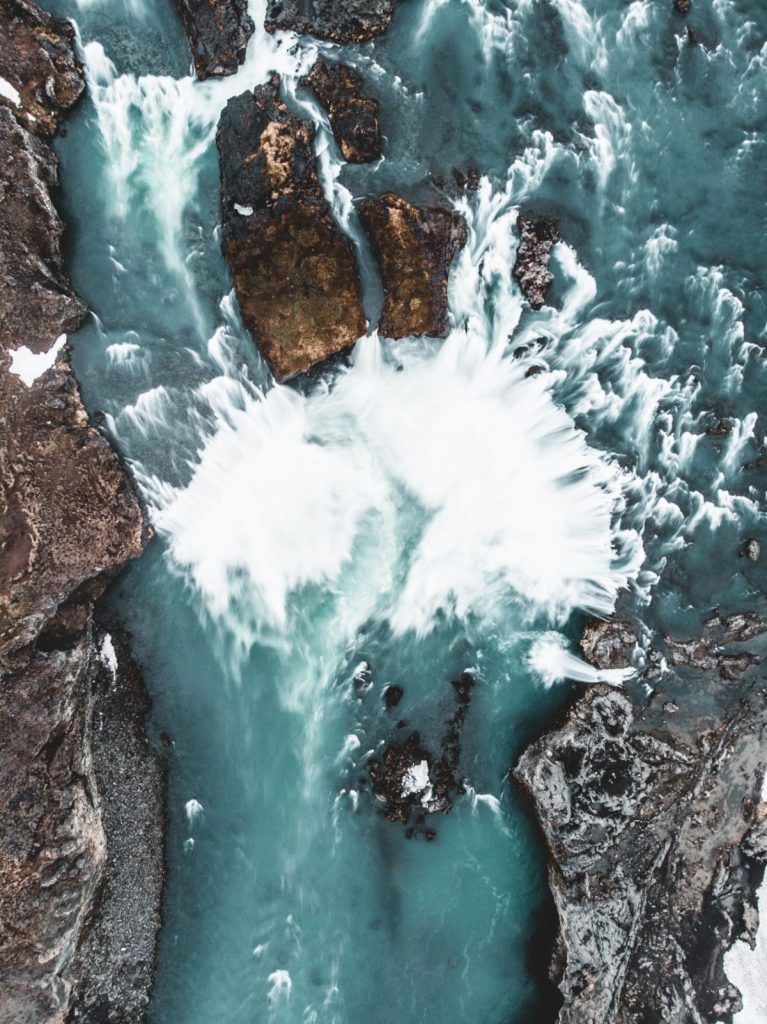 Brúarfoss Waterfall seen from above