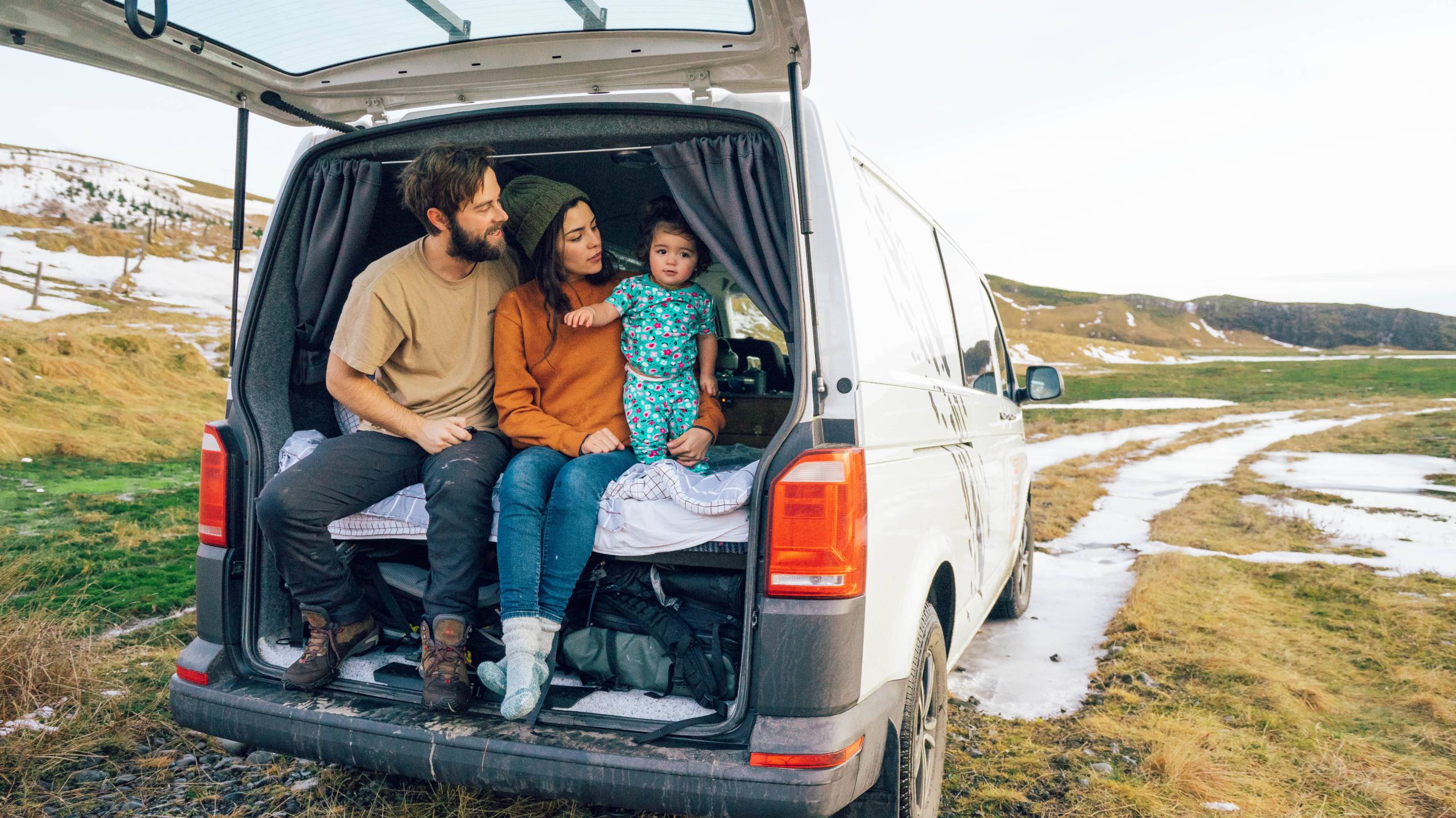 family in a camper