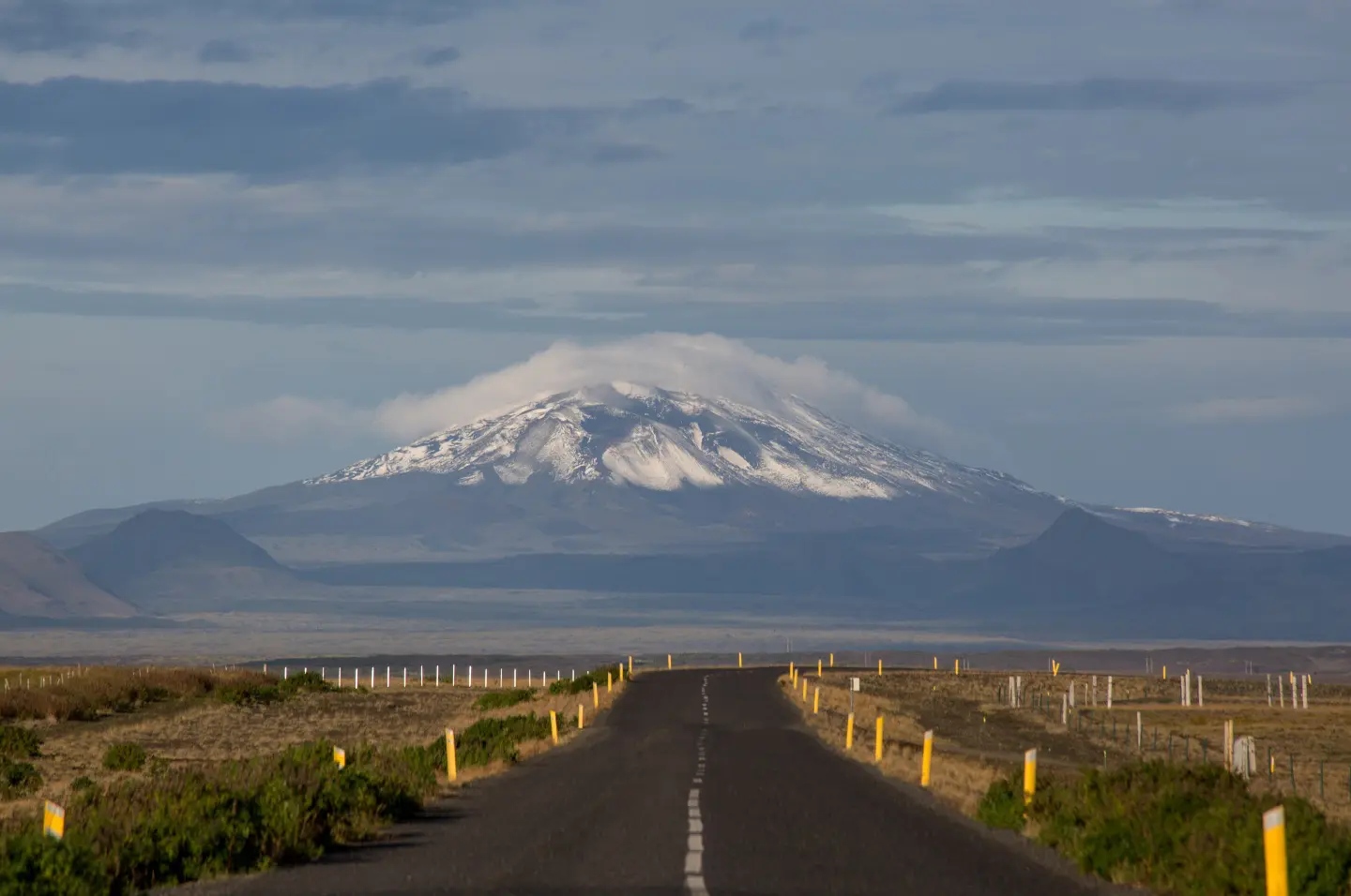 The road in Iceland leading to the Hekla volcano