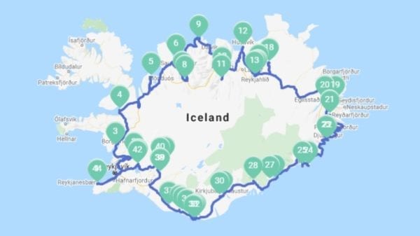 Map of iceland - Itinerary