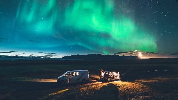 Northern Lights and Camper