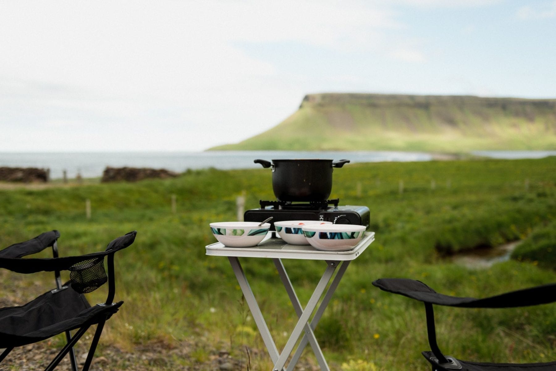 Iceland camping food cooking outside in the campsite