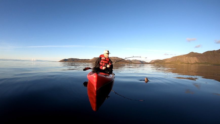 Man fishing in a kayak