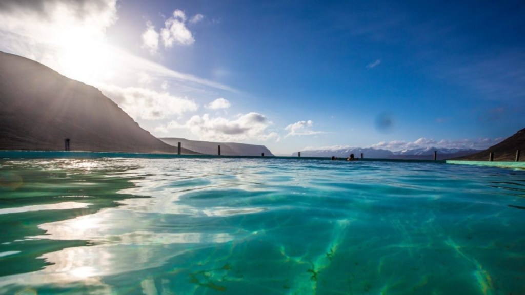 Iceland natural hot springs in mountains