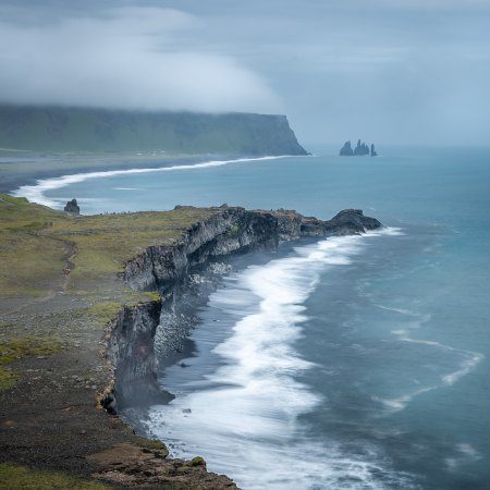 View on Icelandic cliffs and shore