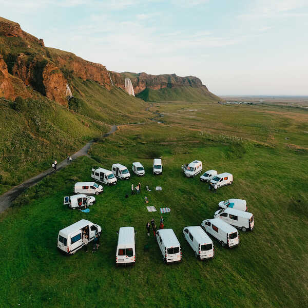 Group of campervans in the circle