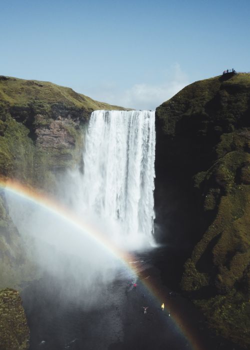 A waterfall and a rainbow