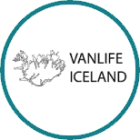 a Vanlife Iceland logo inside a green circle