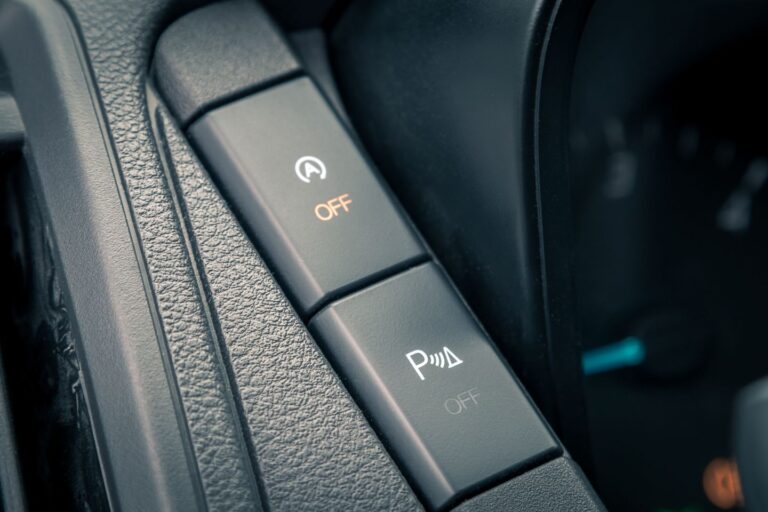 Close-up of a car dashboard buttons.