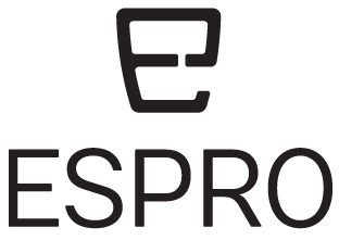 Logo of Espro, featuring a stylized cup design above the brand name in bold, modern font.
