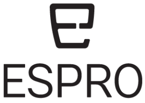 Logo of Espro, featuring a stylized cup design above the brand name in bold, modern font.