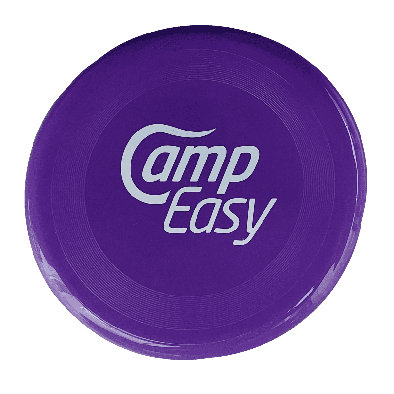 Violet frisbee with CampEasy logo
