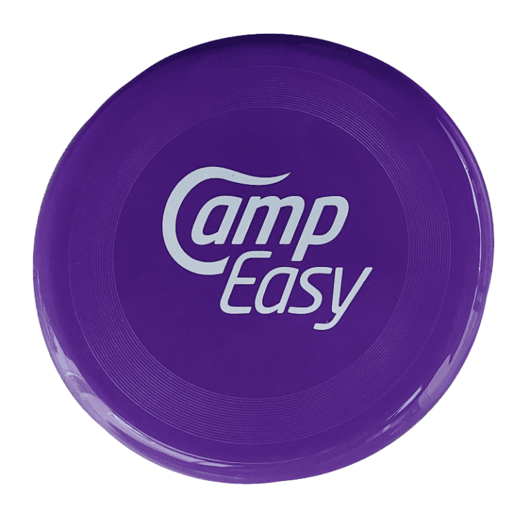 Violet frisbee with CampEasy logo