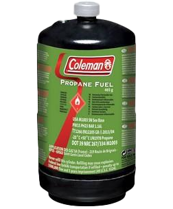 Bottle of gas with green lablel