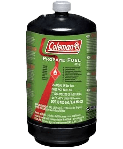 Bottle of gas with green lablel