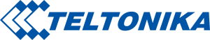 Logo of Teltonika, featuring the brand name in bold blue letters with stylized arrow-like graphics on the left.