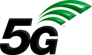 Logo featuring "5G" in bold black with three green signal bars emitting from the top, symbolizing high-speed mobile connectivity.