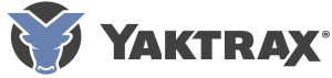 Logo of Yaktrax, featuring a blue stylized "Y" and a cow head on a circular background, accompanied by the brand name in bold lettering.